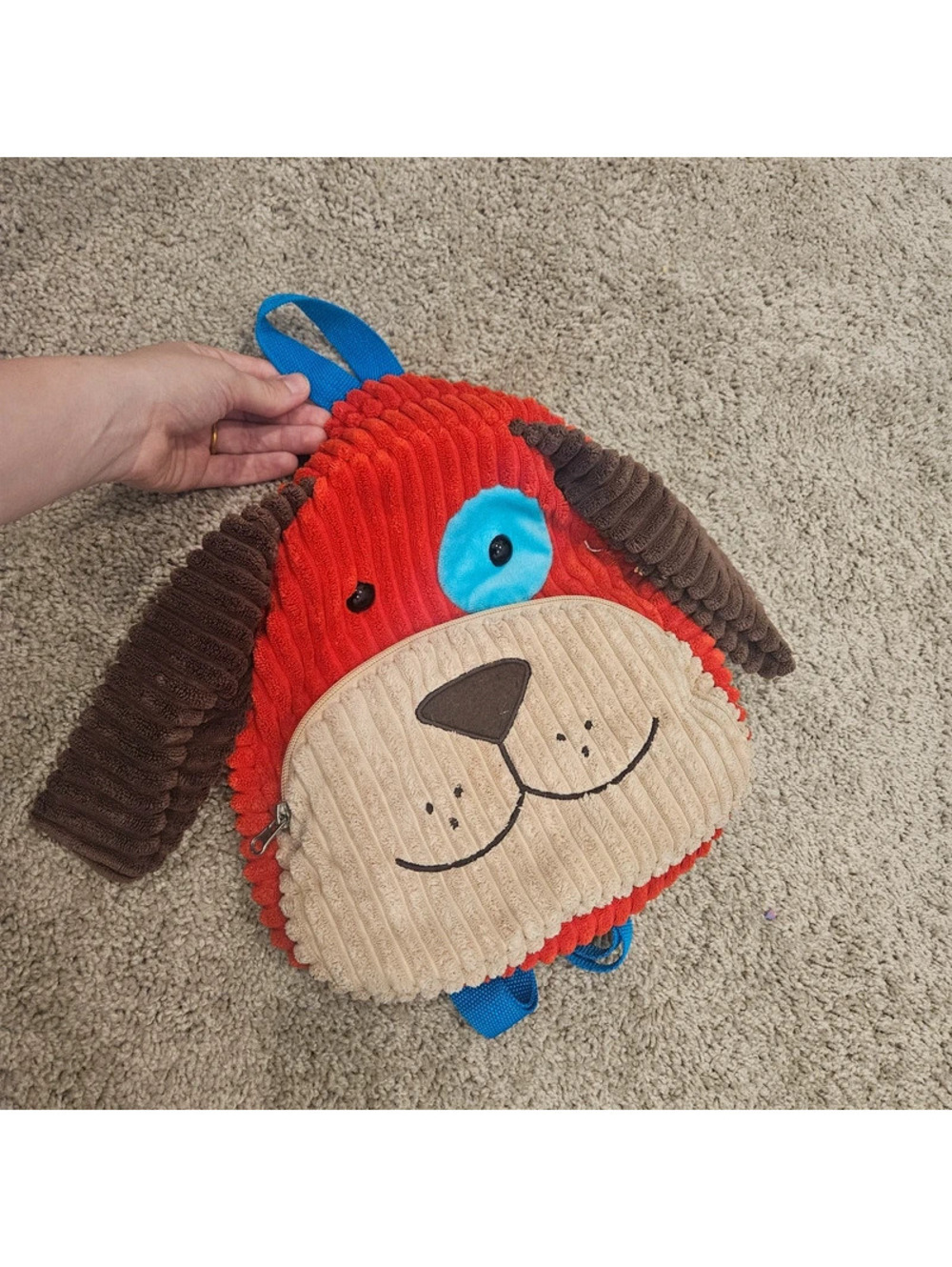 Sassafras Dog CuddlePack Plush Corduroy Kids Backpack Red Brown Blue 2013